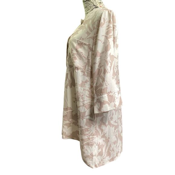 Soft Surroundings Roselyn Tunic Blouse Mandarin Collar Cream Tan Medium - Picture 2 of 7